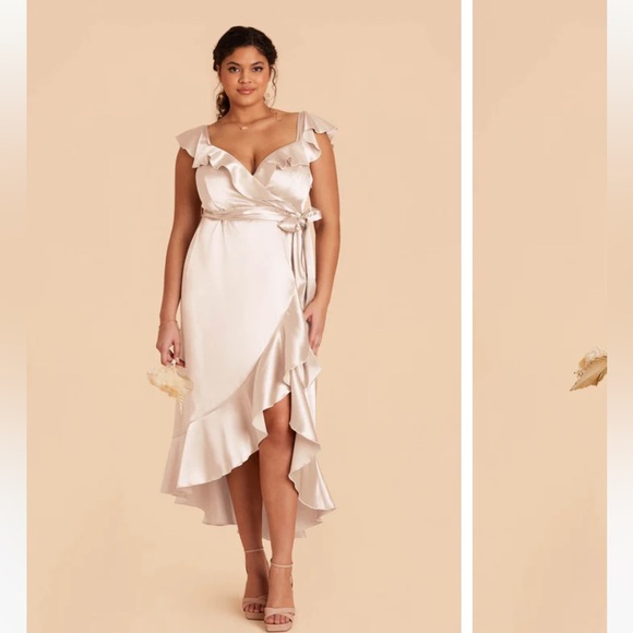 Birdy Grey Dresses & Skirts - COPY - Birdy Grey - James Midi Dress -  Shiny Satin Champagne - Bridesmaids Dre…